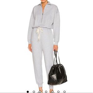 Revolve grey sweatpant jumpsuit
